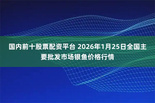 国内前十股票配资平台 2026年1月25日全国主要批发市场银鱼价格行情